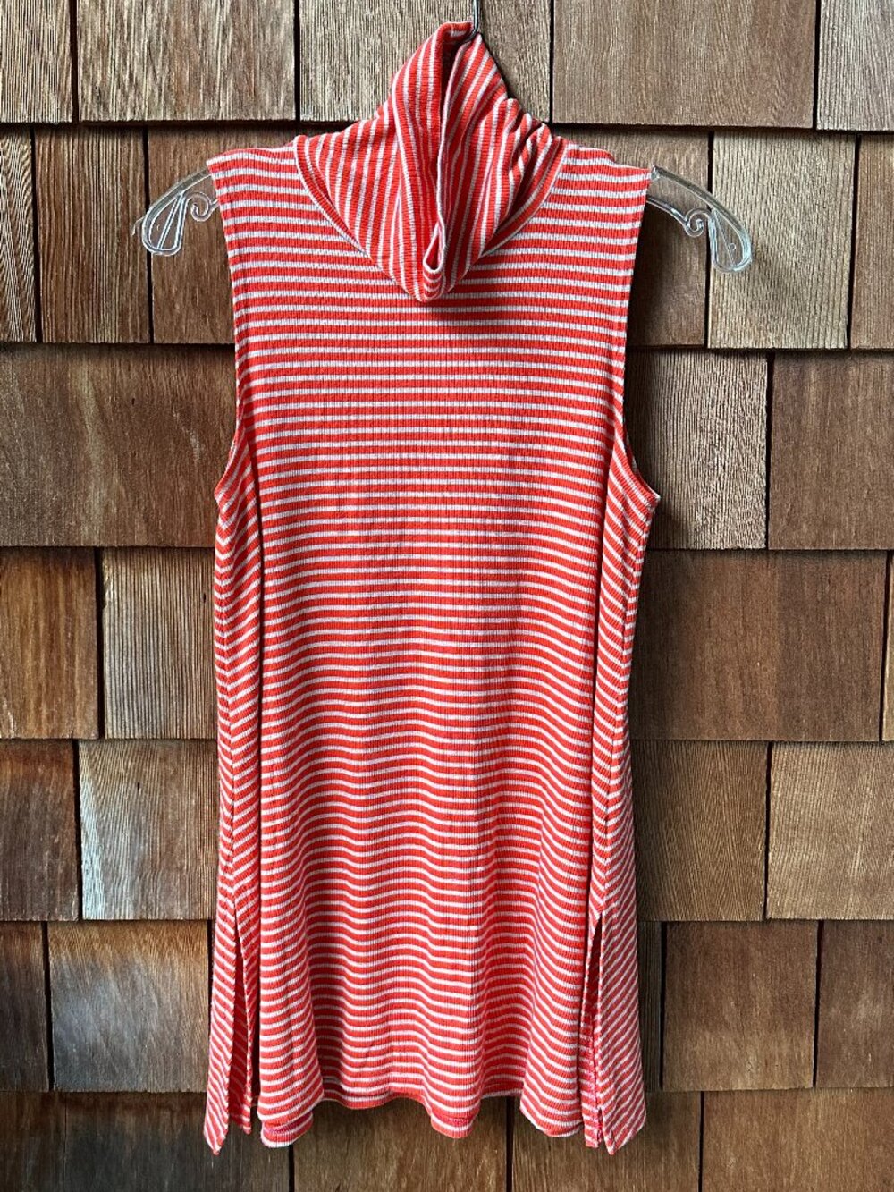 EUC Anthropologie Puella Red and Tan Striped Sleeveless A-line Tunic in Large
